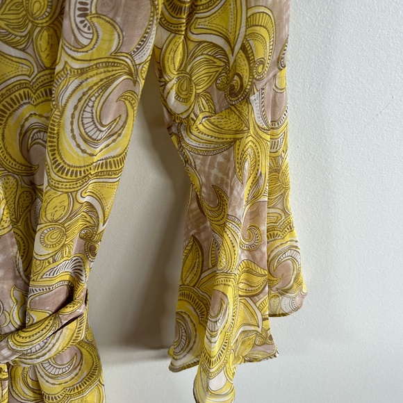 JULIE HARRAH Dress Yellow Floral Maxi Dress Tie Waist XS - Picture 5 of 12